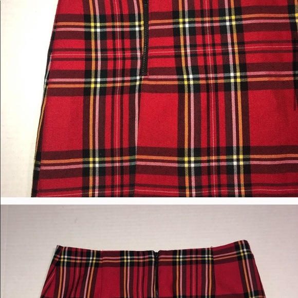 Top shop tartan plaid mini skirt size 6 - Picture 5 of 6